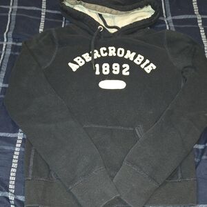 Abercrombie & Fitch Black Hoodie with Cream Logo